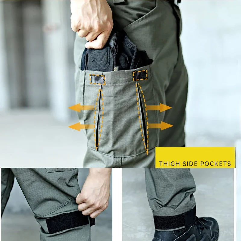 Military Tactical Cargo Pants Men Army Training Trousers Casual Multi Pockets Wear-Resistant Waterproof Pant Male Hiking Pants