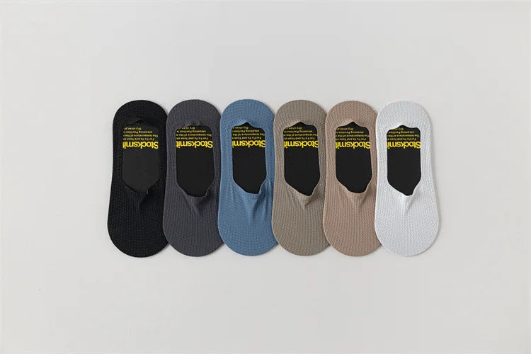 Men's Low Cut Ankle Boat Socks Summer Thin Breathable Invisible No Show Socks Men Male Silicone Anti-slip Ice Silk Sock Slippers