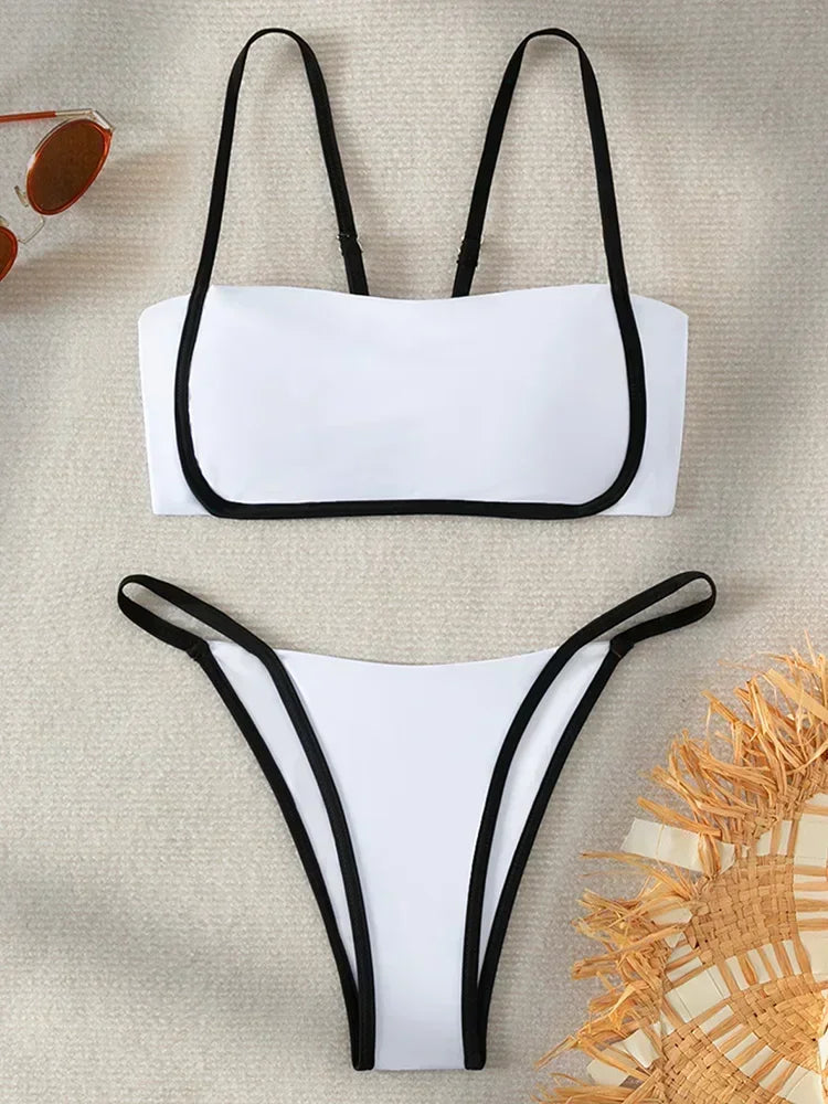 Splicing Mini Micro Thong Bikini Female Swimsuit Women Bandeau Swimwear Two-pieces Bikini Set Brazilian Bather Bathing Suit Swim - EXPRESS STORE