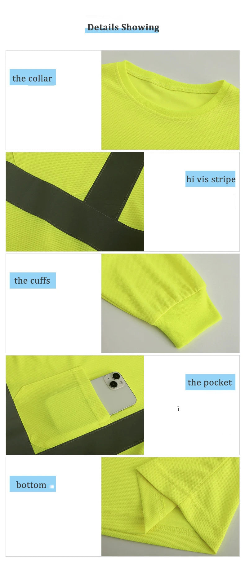 Long Sleeve Breathable T Shirt for Work Warehouse Construction Workwear Shirts Man Workshop Clothes