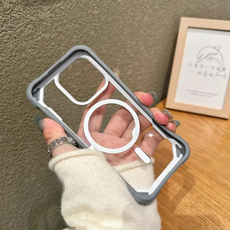 Hit Color Magnetic For Magesafe Wireless Charge Case For iPhone 17 Pro 16 13 14 12 15Pro Max Transparent Shockproof Bumper Cover