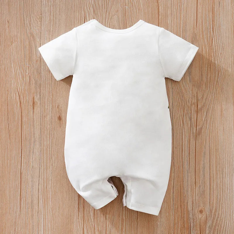 Baby Summer Animal Print Bodysuit – Short Sleeve Cute Cartoon Onesie for Boys & Girls
