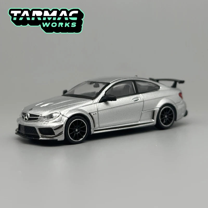 Tarmac Works 1:64 TW Mercedes-Benz C63 AMG Coupe Black Series Silver Metallic Chase alloy car model