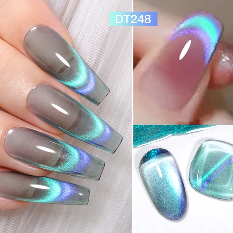 7ml Aurora Cat Magnetic Gel Nail Polish Blue Nails Sparkling Glitter Semi-Permanent Nail Art Soak Off UV Gel Varnish Manicure