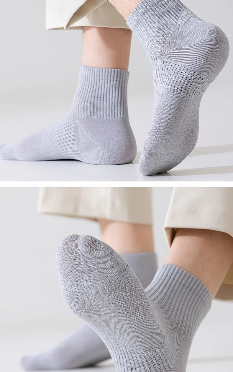 1/3 Pairs Men's Cotton Antibacterial No-Show Socks - Summer Thin Moisture-Wicking Breathable Sports Ankle Socks