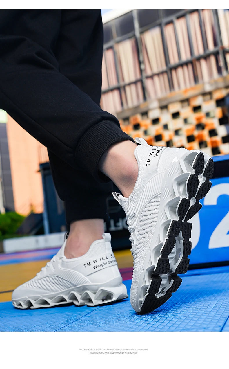 Men's Breathable Mesh Running Shoes Blade Sole Sneakers Lightweight Non-Slip Sports Shoes for Gym Walking Casual Wear