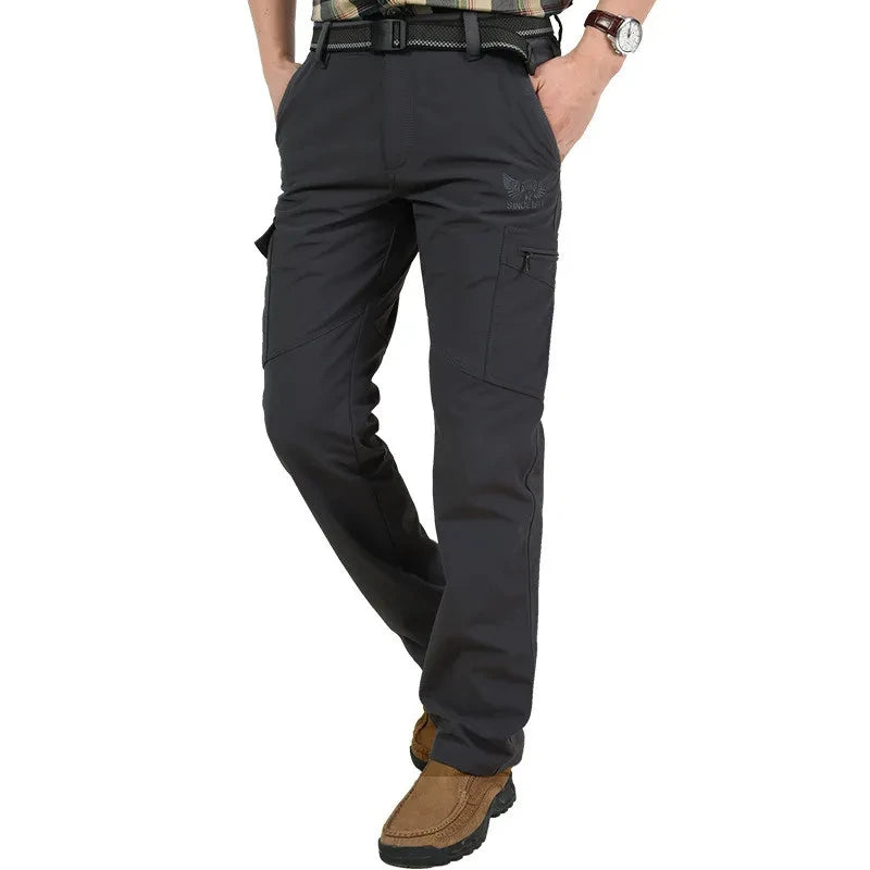 Men's Winter Fleece Tactical Pants Warm Cargo Pant Hunting SoftShell Work Trousers Shark Skin Thick Warm Waterproof Pants M-4XL