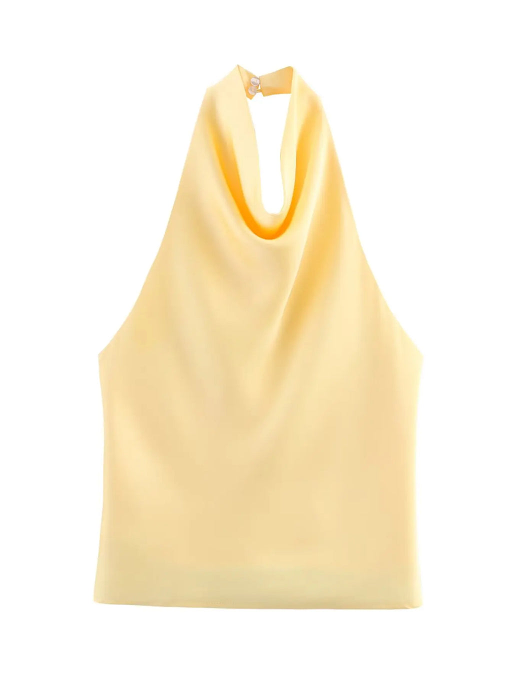 Zevity 2025 Women Chic Solid Color Sleeveless Soft Touch Halter Camis Tank Lady Backless Summer Beach Shirt Blouse Tops LS9365