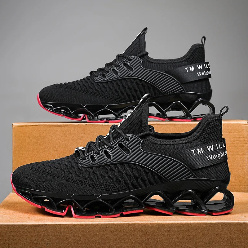 Men's Breathable Mesh Running Shoes Blade Sole Sneakers Lightweight Non-Slip Sports Shoes for Gym Walking Casual Wear