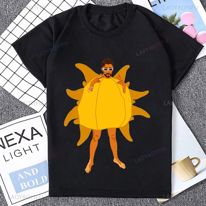 Music Album Bad Bunny Graphic Cute Printed Tshirt Casual Fashion Loose Harajuku Man T Shirt Summer Style Soft Y2k Women T-shirt