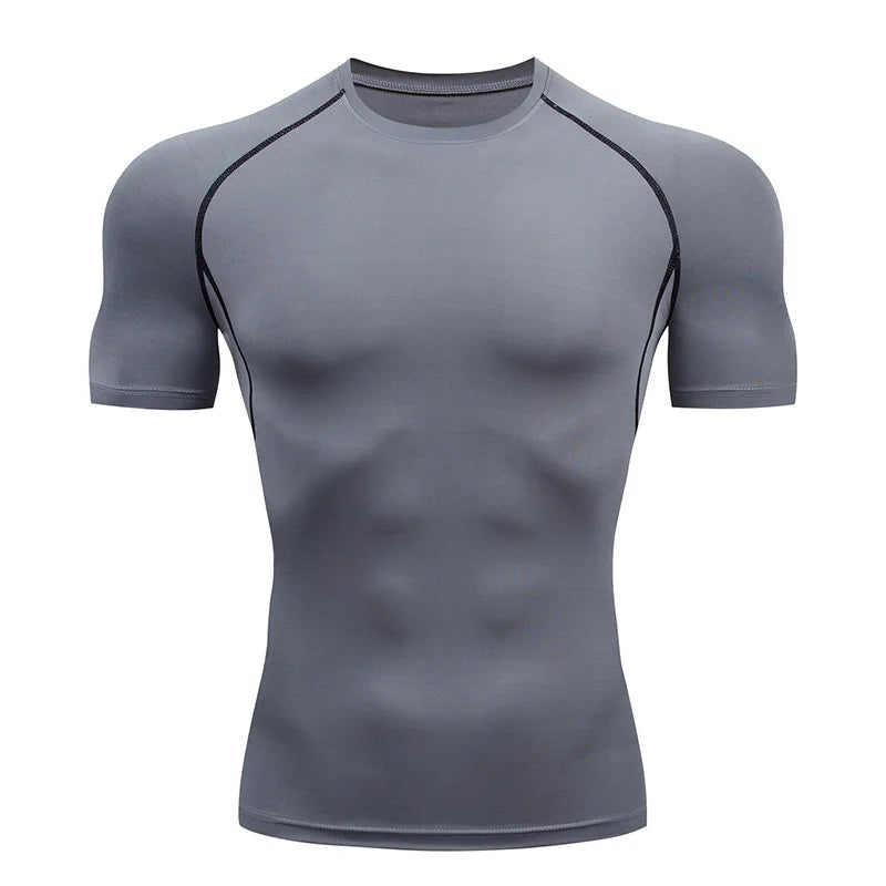 Men's Running Compression Shirts Short Sleeve Sport Gym Tees Fitness Quick Dry Sweatshirt Jogging Tracksuit Athletic Shirt Tops