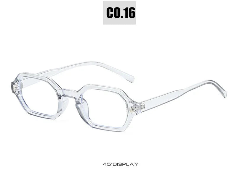 JNPCXI New Retro Small Polygon Rectangle Sunglasses Women Shades UV400 Fashion Blue Gradient Lens Men Retro Rivets Frame