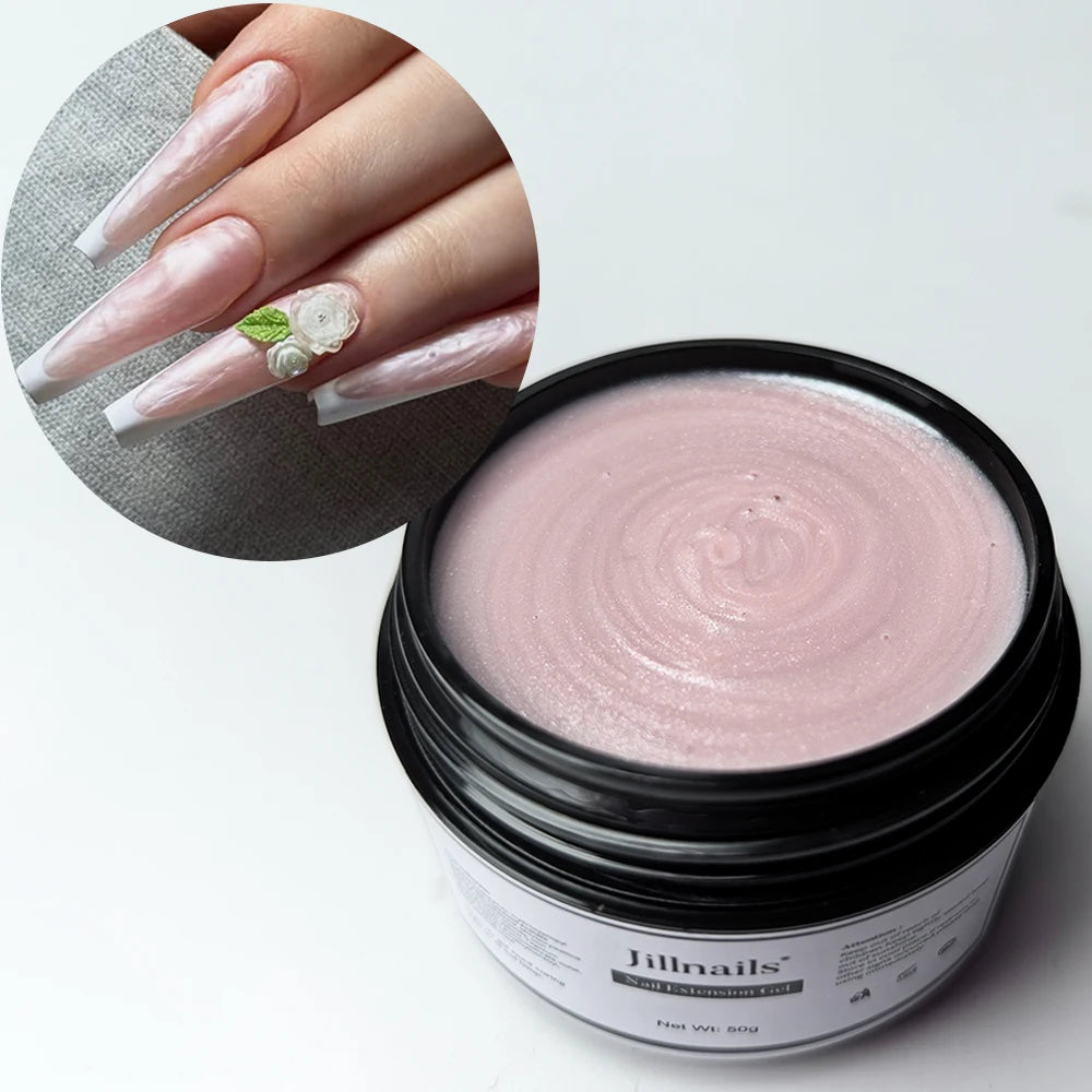Jillnails Dusty Pink Nude Gel Nail Builder 50G Burgundy Shimmer Builder UV Gel for Nails Extension