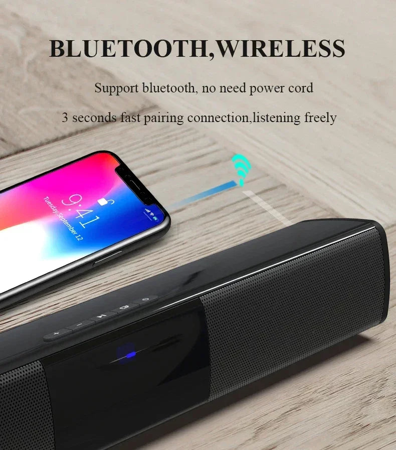 Portable Super Powerful Sound Bar Wireless Bluetooth Speaker Surround Stereo Home TV Sound Box Subwoofer FM Radio Caixa De Som