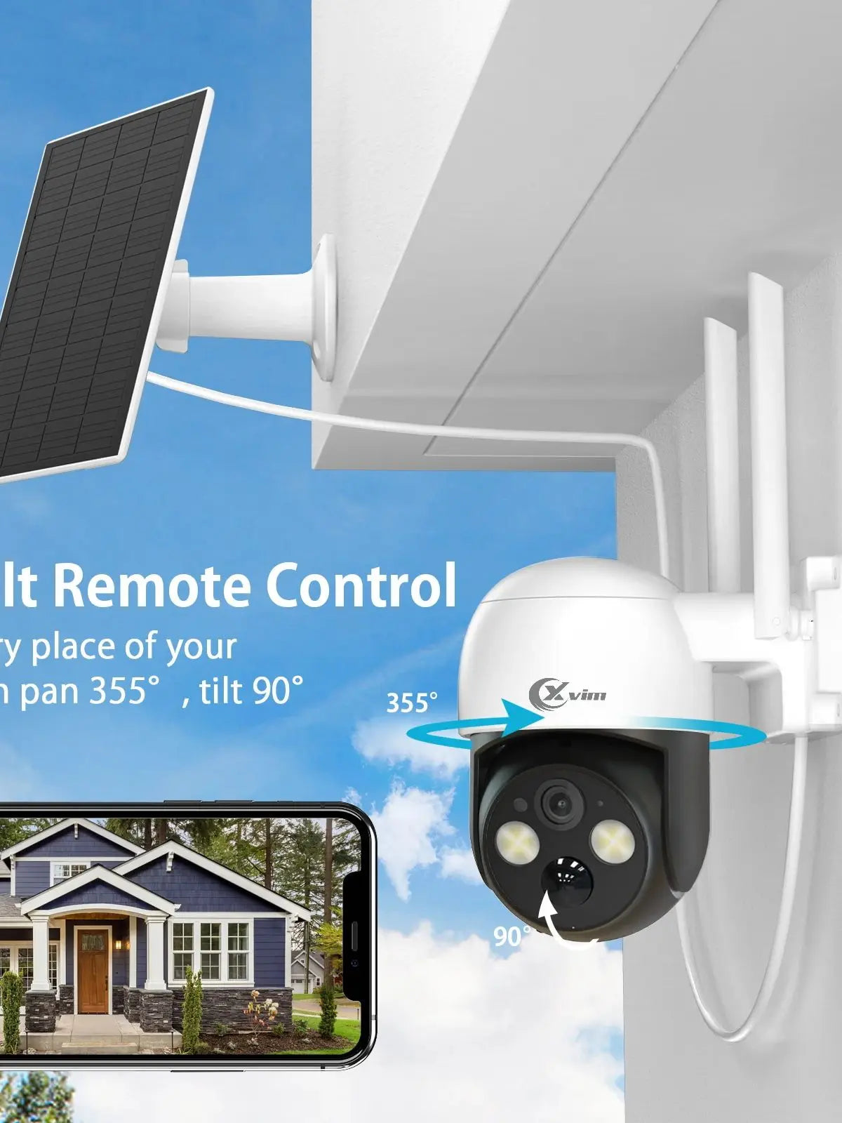 4MP Wireless Security Camera Outdoor WiFi Solar Battery Powered Camera Pan/Tilt Rotate Surveillance Camera Home Protection 2.4G