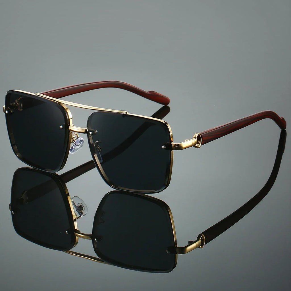 KAMMPT Fashion Retro Square Metal Shades Women's Original Brand Design Driving Sunglasses New Double Bridge Pilot Sun Glasses