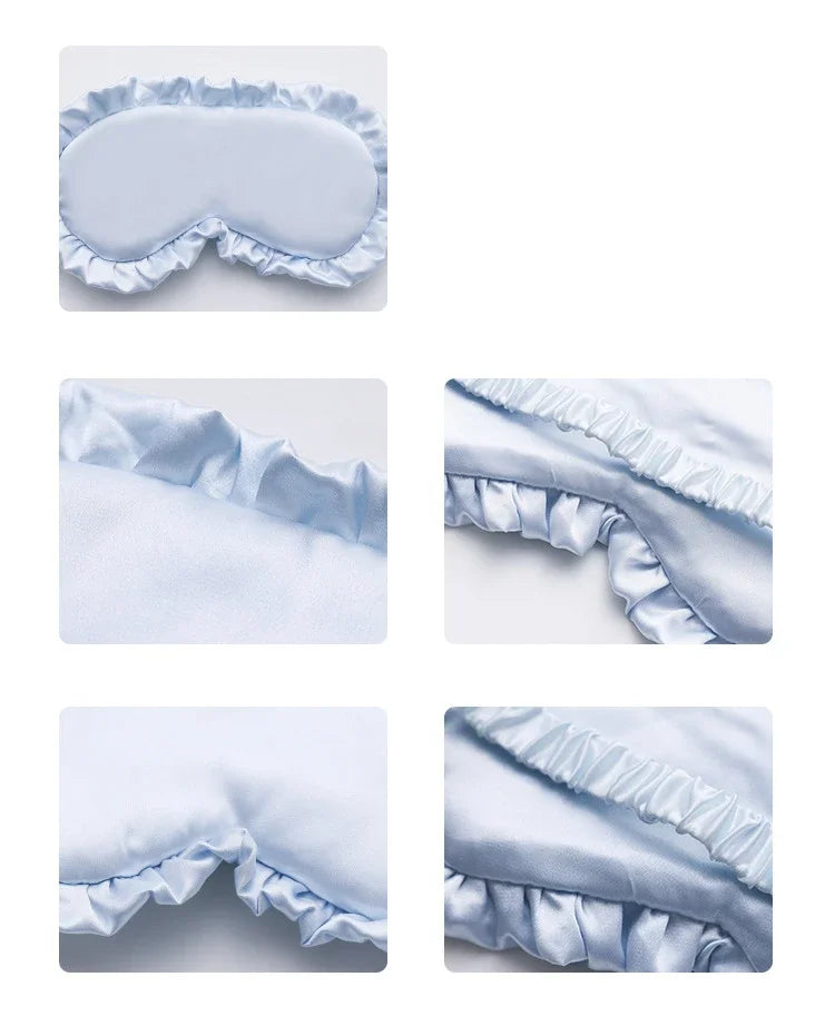 Silk Ruffle Sleep Eye Mask Soft Sleeping Eye Covers Multicolor Night Dream Blackout Eye Patches for Woman Man to Sleep Better