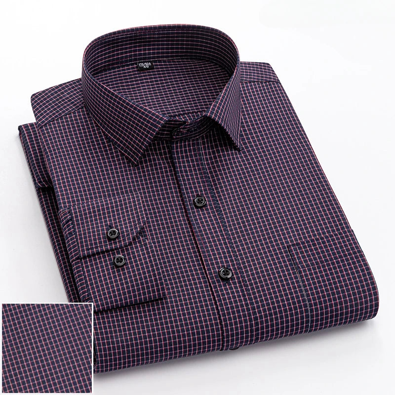 New in shirt elegant 40%cotton long-sleeve shirts for men slim fit Casual plain shirt plaid designer tops houndstooth clothes