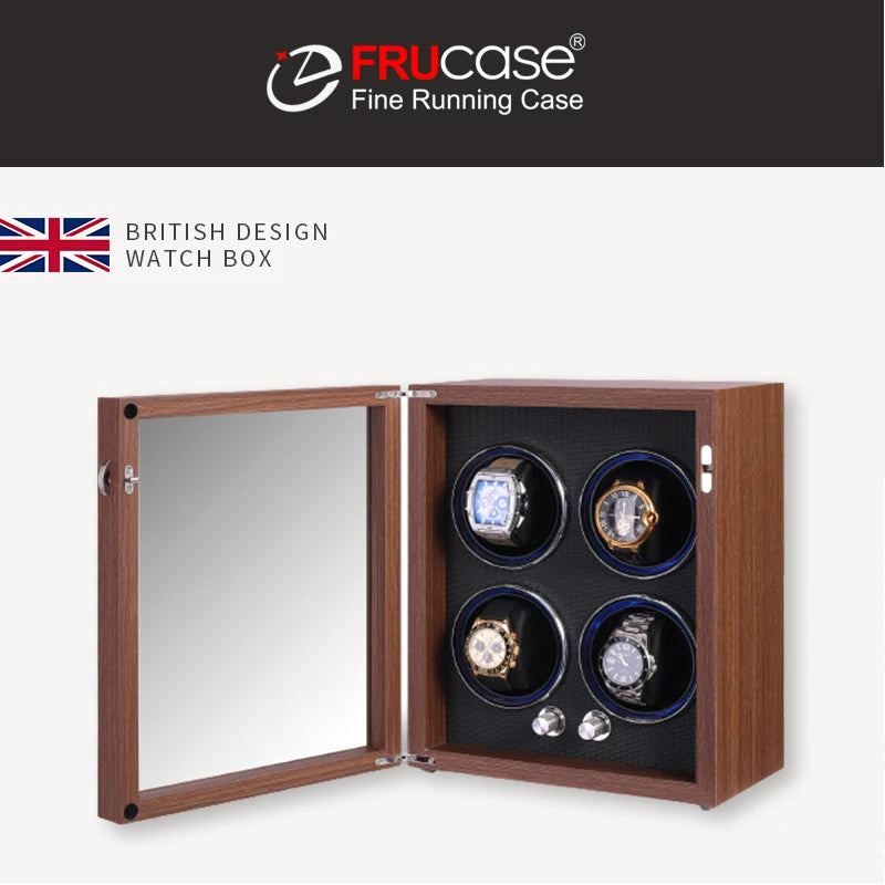 FRUCASE WOODEN Watch Winder for Automatic Watches Watches Box Jewelry Watch Display Collector Storage With LED