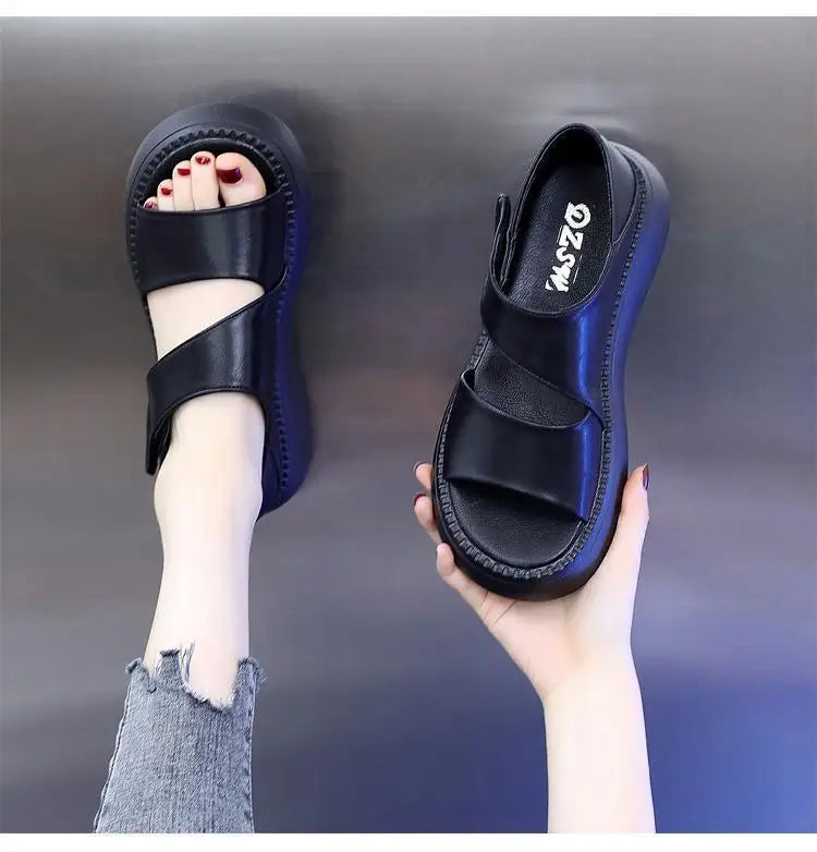 New 2025 Women's Beach Sandals Thick Bottom Roman Shoes comfortable soft sole versatile casual small fresh sandals fashion