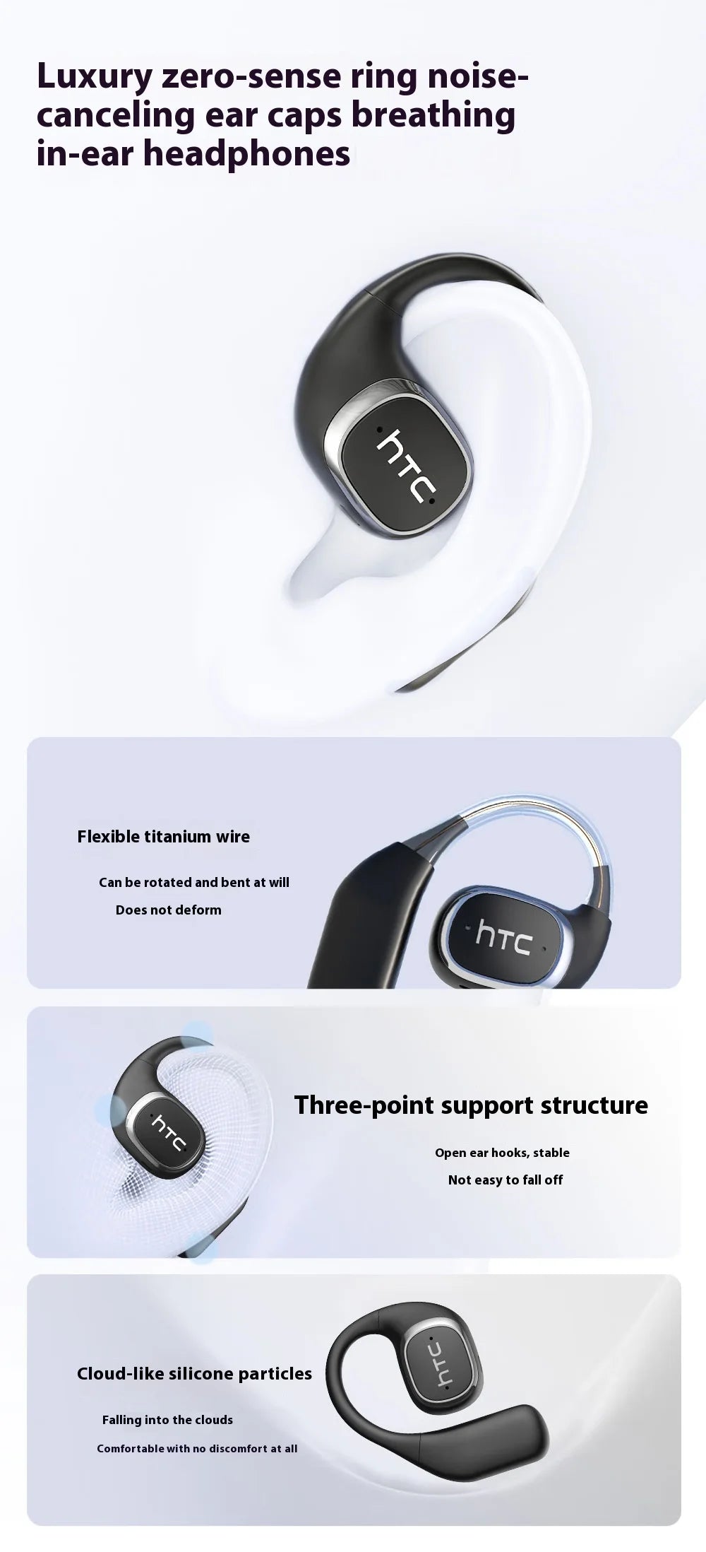 HTC AI Translation Earphones Microsoft Model High Definition Screen 48H long Battery Endurance Wireless Bluetooth Office Gift