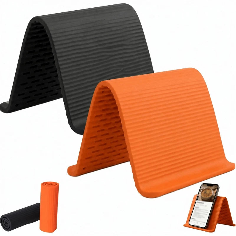 2PCS Foldable Silicone Phone and Tablet Stand, Adjustable Non-Slip Desktop Holder, Portable Device Stand for Home, Office and Travel