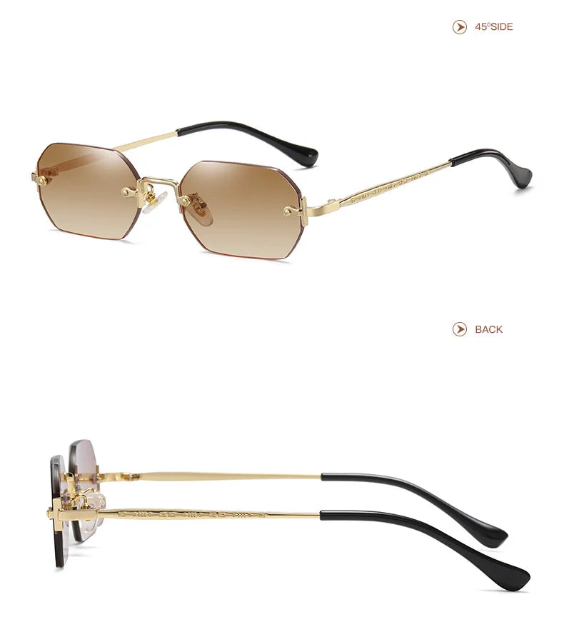 SHAUNA Gothic Rimless Sunglasses Retro Punk Gradient Shades UV400