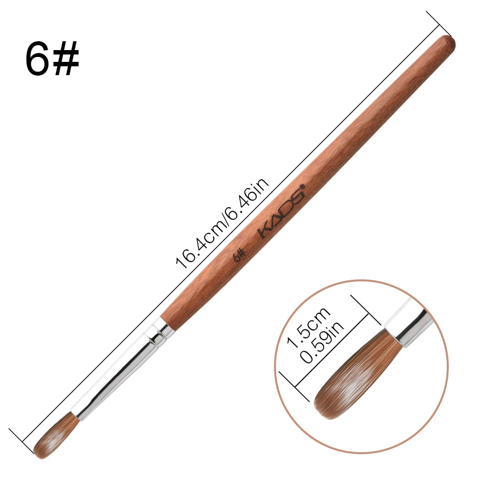 KADS Acrylic Nail Brush Crimped Kolinsky Sable UV Nail Art Gel Extension Brush Manicure Brush Flat Round Red Wood Nail Brush - EXPRESS STORE