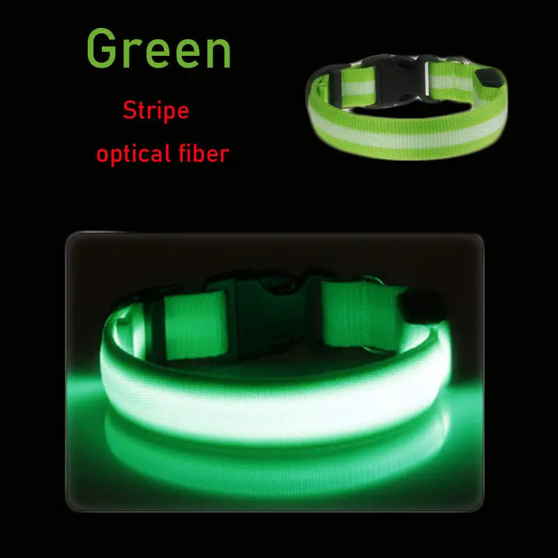 LED Dog Collar Light Big Cat Pet Small Charm Dark Night Safety Light-up Flashing USB Charge Anti Lost Nylon For Chihuahua Leash