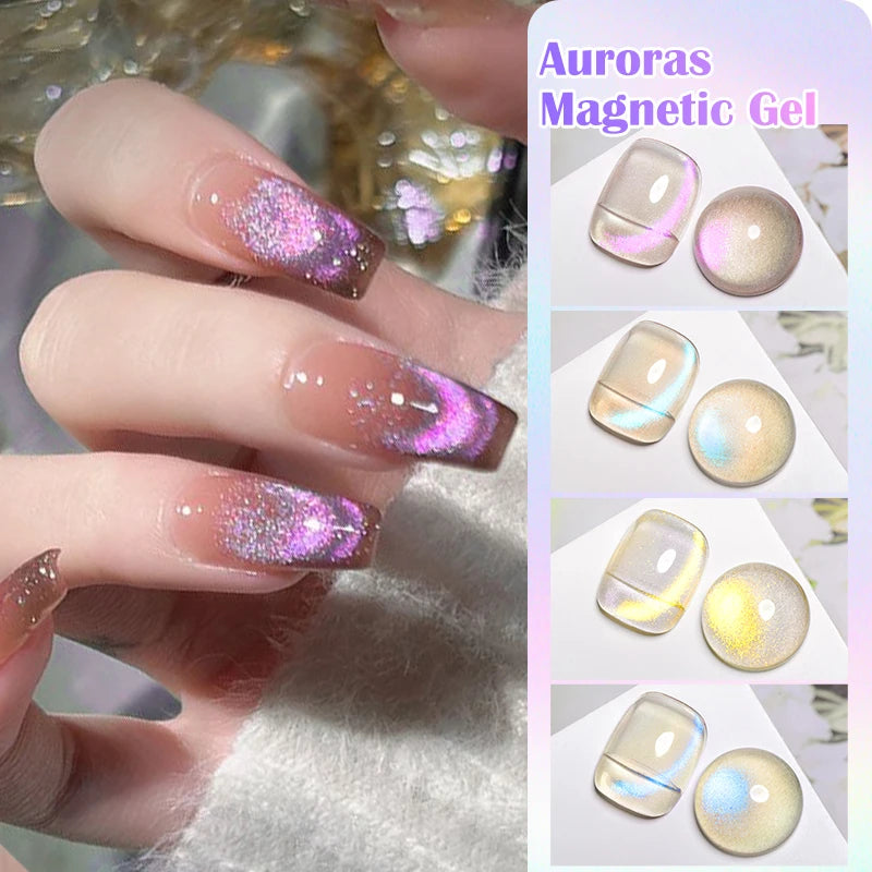 7ml Aurora Cat Magnetic Gel Nail Polish Blue Nails Sparkling Glitter Semi-Permanent Nail Art Soak Off UV Gel Varnish Manicure