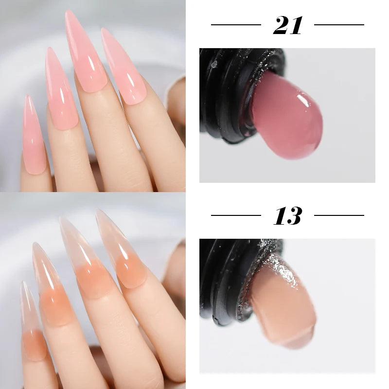 Arte Clavo 2pcs/Set 15ml Jelly Nail Extension Gel Pink White Clear Quick Building UV LED Gel Nails Finger Extensions Nail Art