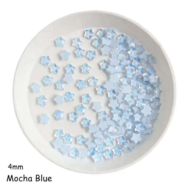 100Piece Cute Mini Mocha Color Stars 4MM Flat Glass Crystal Nail Art Rhinestones DIY Nail Decoration Stone