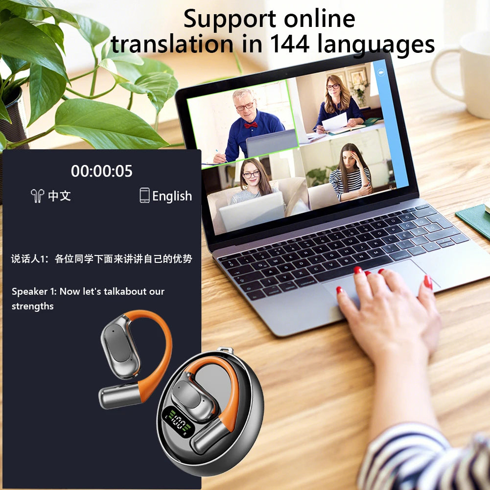 Wireless BT Language Translator Earbuds 144 Languages Translation Headphones AI Translator Earbuds for Travel Business Learning