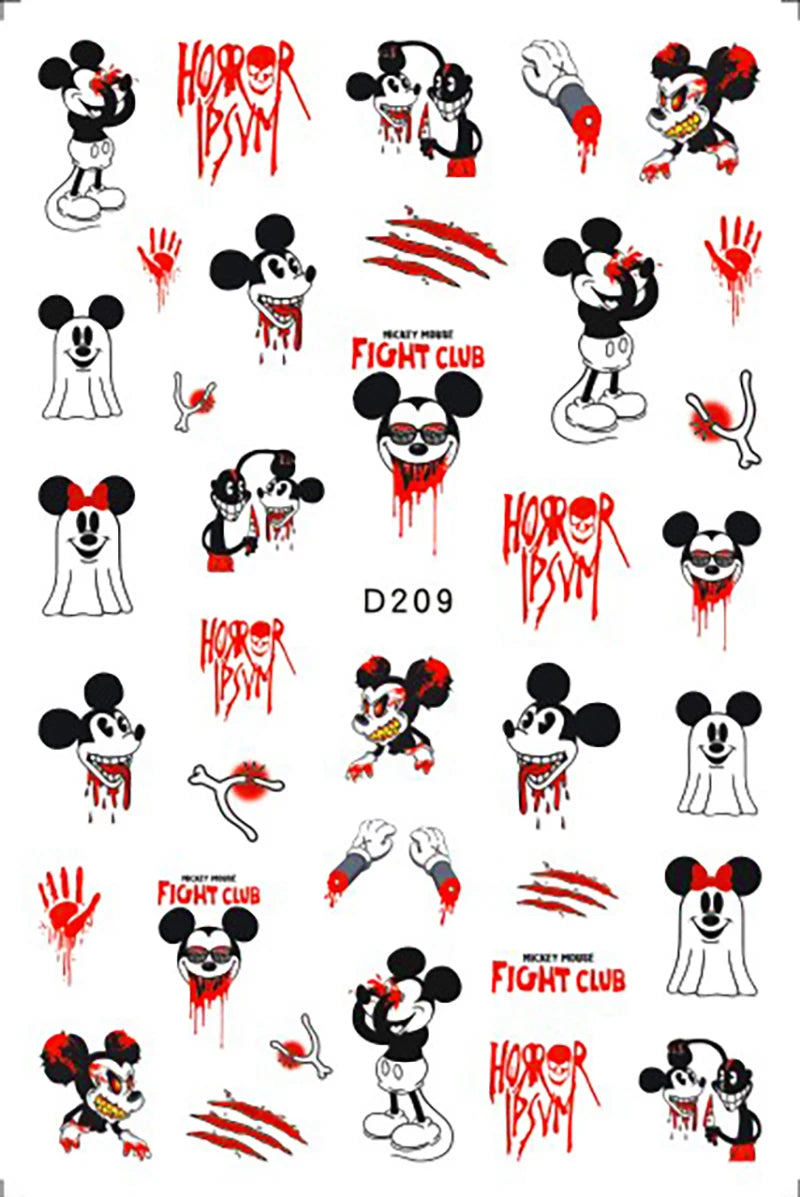 Disney Cartoon Adhesive Nail Stickers Nail Decorative Decals Nail Sliders Stitch Mickey 3D Stickers Press on Nails