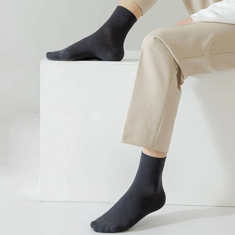 3pairs Men's Odor-Resistant and Sweat-Absorbing Mid-Calf Socks Fashion High Quality Breathable Ankle Sock Solid Color Sports Sox