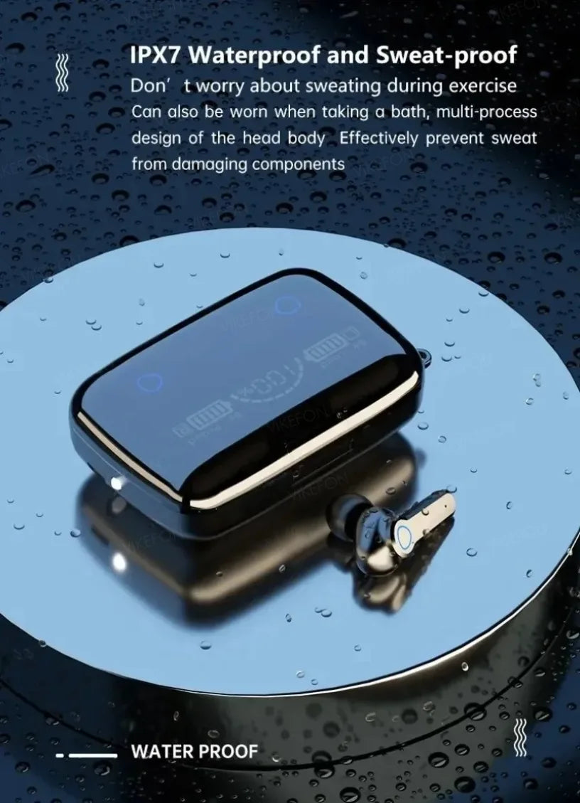 M19 Bluetooth Wireless Headset 5.3 Bluetooth Earphones IPX5 Waterproof Headsets with Mic HiFi Stereo Music Earbuds for All Phone