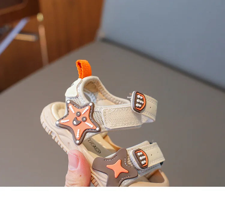 Children Summer Beach Sandals 2026 Super Cool Boys Artifical Leather Breathable Comfortable Flat Sandals Baby Soft Shoes H03272