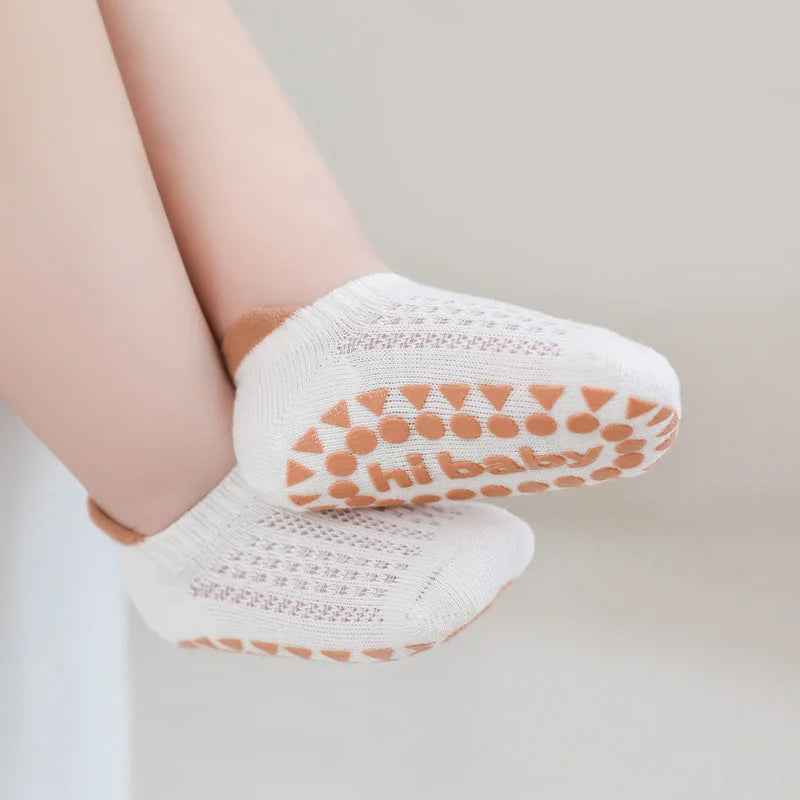 3 Pairs Babys Cotton Thin Mesh Socks Comfy Breathable Kids Boys Girls Non-slip Floor Socks