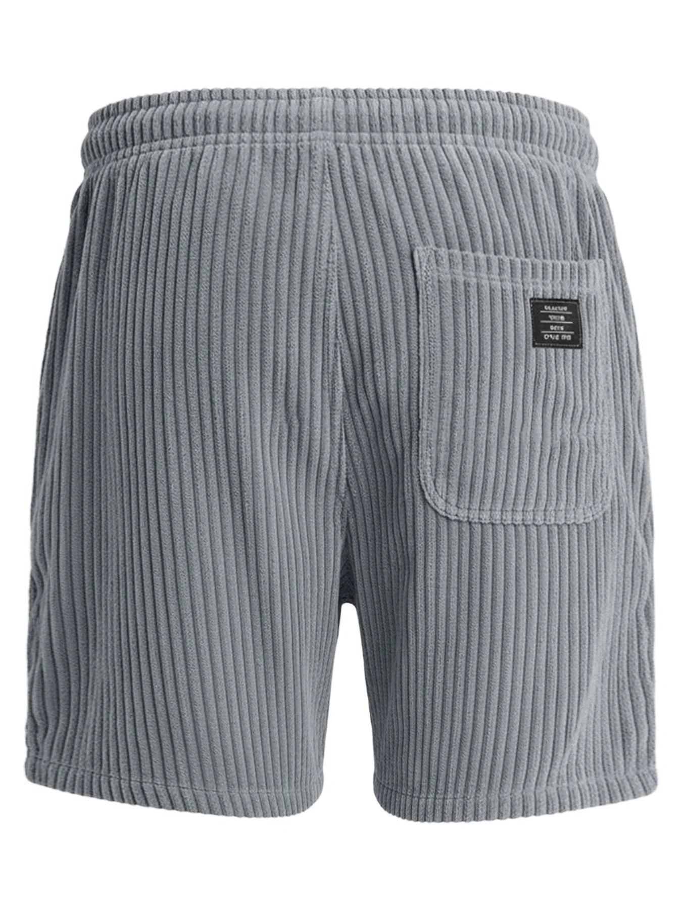 3-piece set of thick striped black label men's corduroy casual shorts, summer retro logo lace up loose sports five quarter pants, multi pocket training pants.