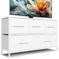 Chest of Drawer Dresser for Bedroom with 5 Fabric Drawers TV Stand with 4 Castors Storage Organizer Unit for Living Room