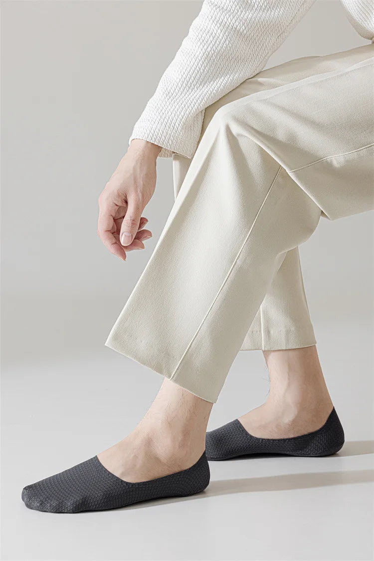 Men's Low Cut Ankle Boat Socks Summer Thin Breathable Invisible No Show Socks Men Male Silicone Anti-slip Ice Silk Sock Slippers