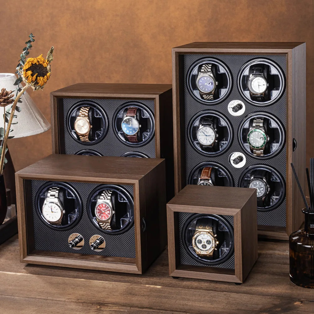 Watch Winders for Automatic Watches witn Light 1slots/2slots/4slots/6slots Watches Rotate Stand 5V-9V,1A-2A USB Cable Connection