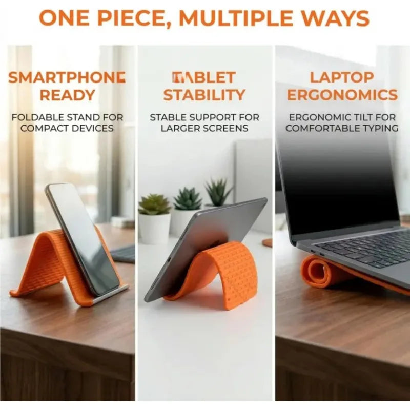 2PCS Foldable Silicone Phone and Tablet Stand, Adjustable Non-Slip Desktop Holder, Portable Device Stand for Home, Office and Travel