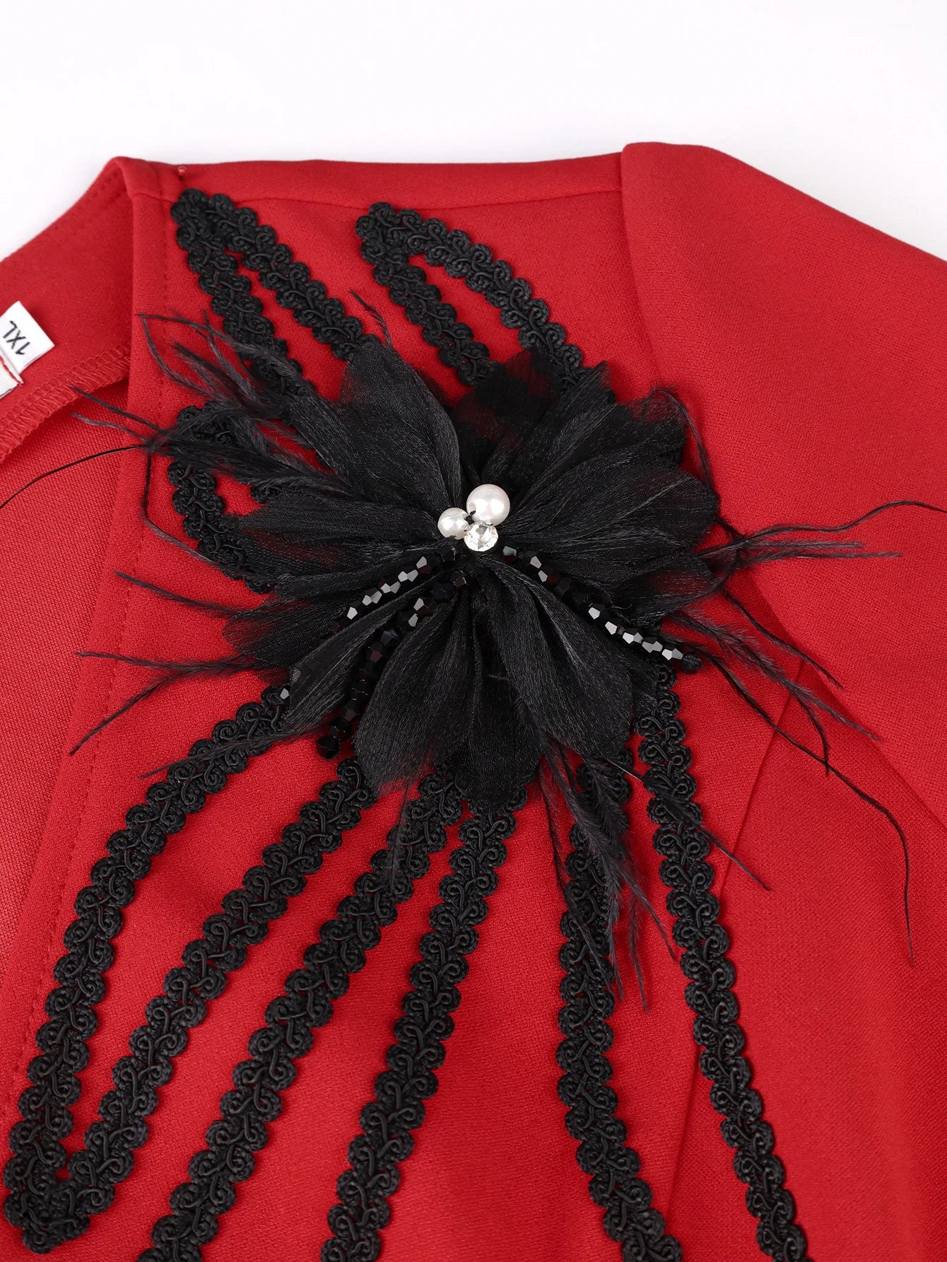 African Elegant Women Two Piece Set V Neck Short Sleeves Tops Appliques Belt Colorblock High Waist Mermaid Skirt Party Outfit
