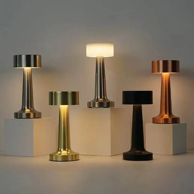 Retro Table Lamp Metal Touch Decor for Bar Coffee Table Restaurant Decoration Light Desk LED Rechargeable Night Lights Bedroom
