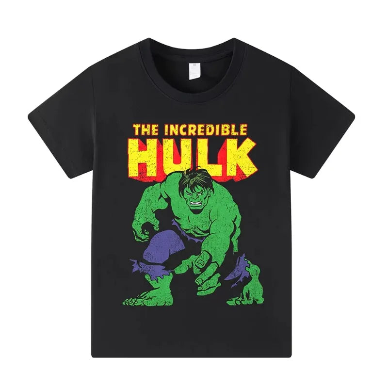2025 Hulk New Summer Fashion Printed T-shirt Pure Cotton Round Neck Short Sleeve Boys' and Girls' Universal Fashion Clothing