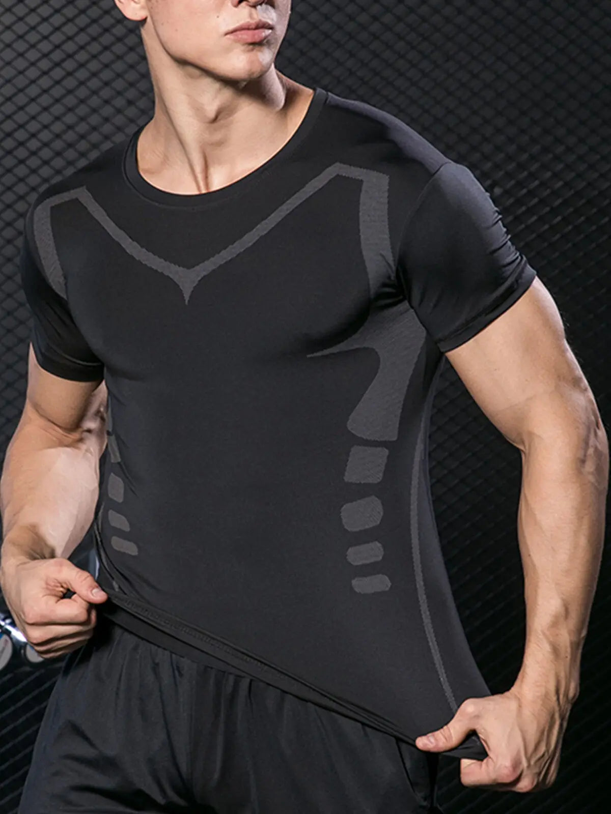 Men's Running Compression Shirts Short Sleeve Sport Gym Tees Fitness Quick Dry Sweatshirt Jogging Tracksuit Athletic Shirt Tops