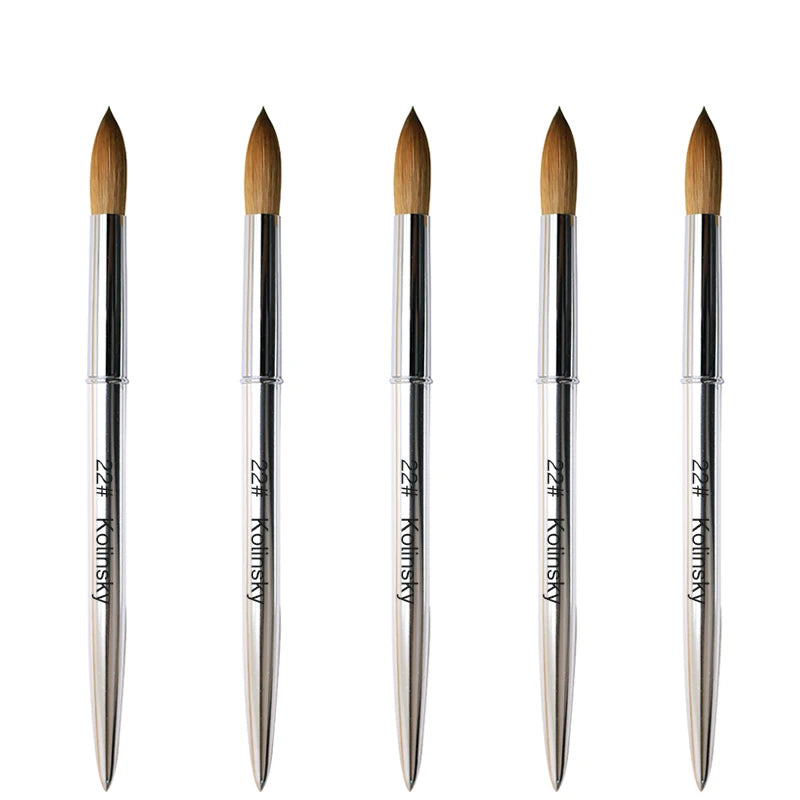 NEW Nail Acrylic Brush Kolinsky Drawing Sable Gold Metal Handle Round Size 14#16#18#20 Manicure Art Salon Painting Tools 1Pcs