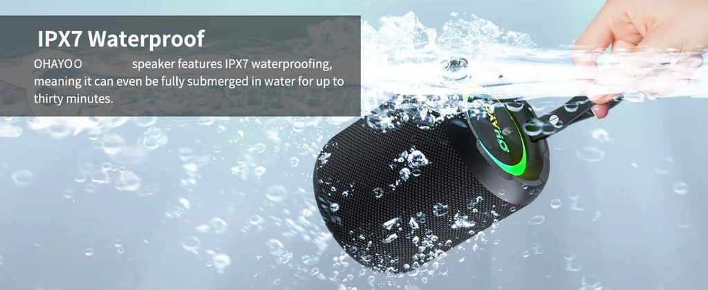 OHAYO 40W, IPX7 Waterproof Wireless Portable Speaker with Lights, Loud Sound, RGB Lights,TWS Pairing, AUX&TF-Card in