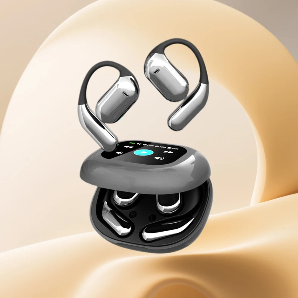 AI Translation Earphones Bluetooth-Compatible 5.4 Real Time Translator Earbuds Waterproof Touch Screen Open Ear Headphones